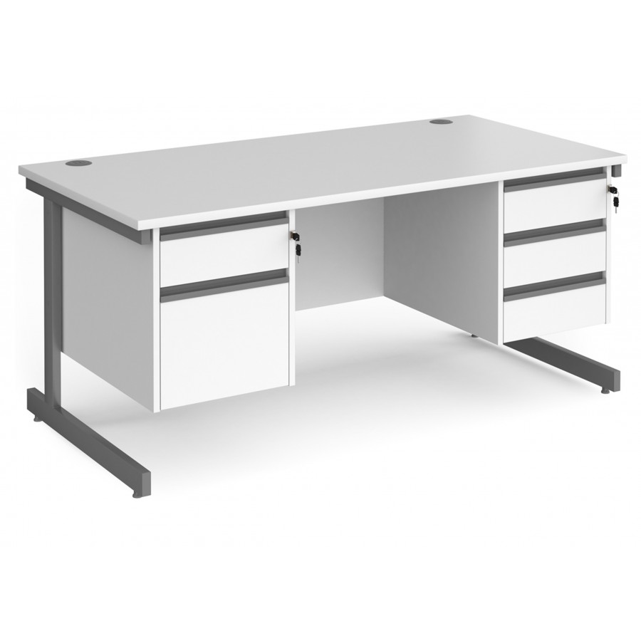 Harlow Straight Desk with Two and Three Drawer Pedestals